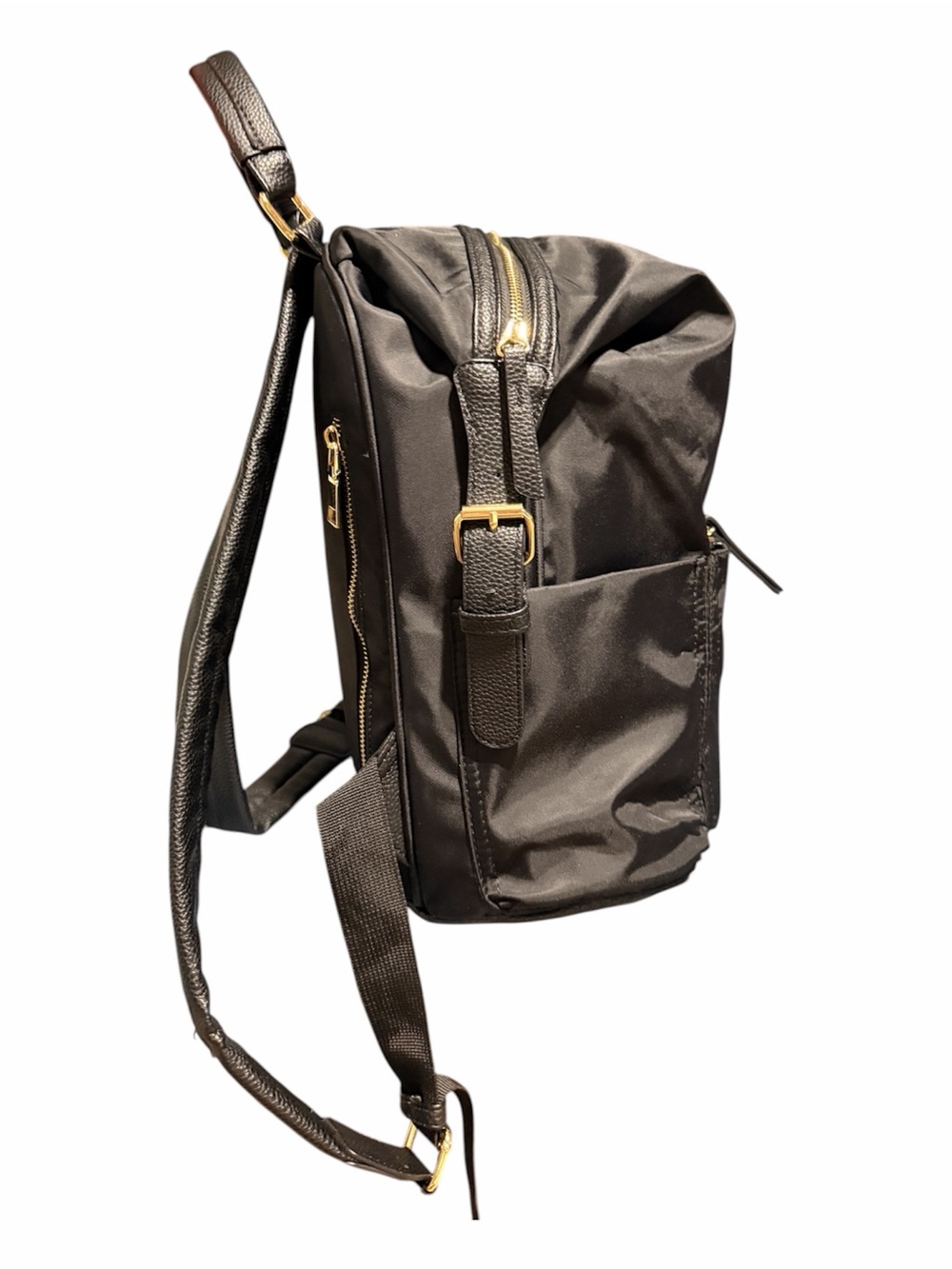 Tommy Bahama Black Leather and Nylon Backpack